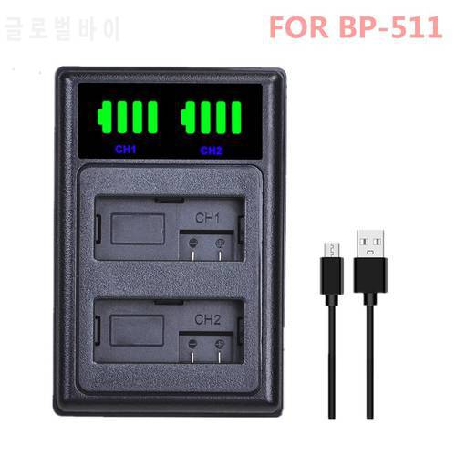 BP-511 BP-511A USB LCD Dual Charger Battery Charger For Canon G6 G5 G3 G2 G1 EOS 300D 50D 40D 30D 20D 5D MV300i CB-5L