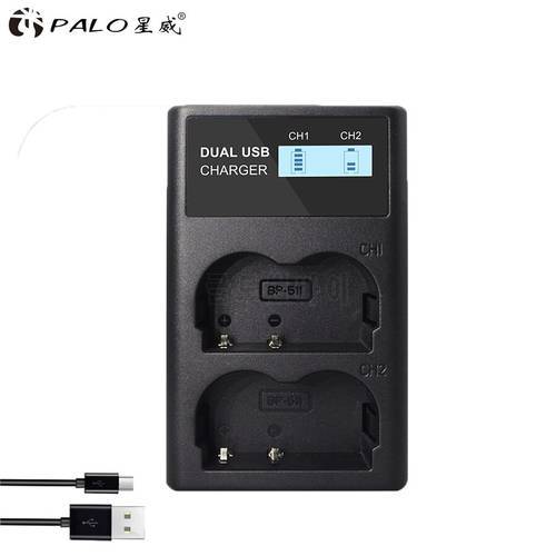 PALO BP-511A BP-511 BP 511 bp511 Li-ion Camera Battery Charger LCD USB Dual Charger For Canon EOS 40D 300D 5D 20D 30D 50D