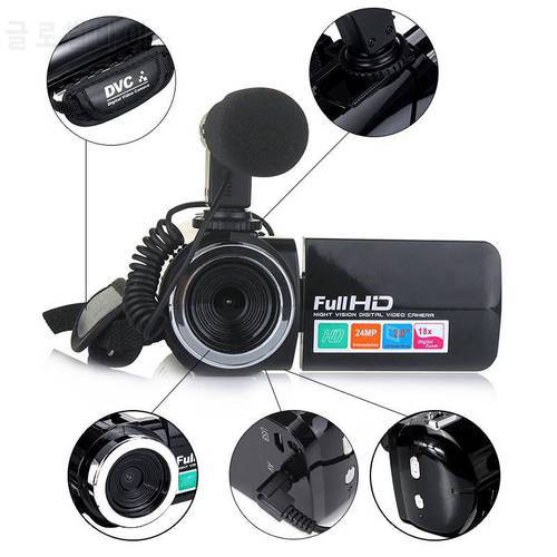 HD Camcorder Home Video Camera With 18x Digital Zoom 24MP Pixels Night Vision Outdoor Sport Vlog Portable Digital DV Camera