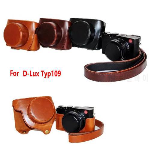 Portable Leather case Camera bag cover for Leica D-LUX TYP109 D-LUX 109 Camera with shoulder strap