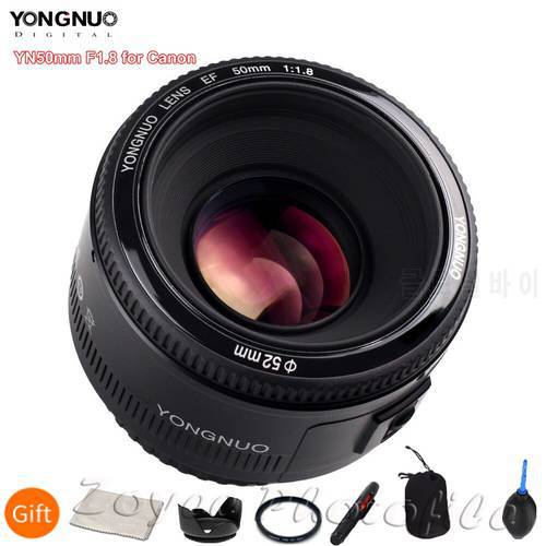 Yongnuo lens YN50mm 50mm 1.8 EF EOS 50MM AF MF Camera Lens For Canon T6 EOS 700D 750D 800D 5D Mark II IV 10D 1300D free 6 gifts