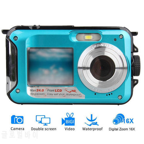 2.7K 48MP underwater waterproof digital camera dual-screen camera suitable for snorkeling, swimming, surfing and drifting