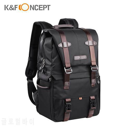 K&F CONCEPT Camera Backpack Photography Storager Bag for Laptop Rainproof Cover Tripod Catch Straps for SLR DSLR Black