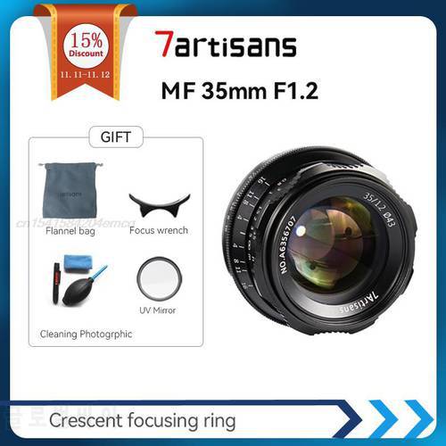 7artisans 35mm F1.2 MF APS-C Prime Lens for Sony E/EOS-M/Nikon Z/Fuji XF/M4/3 A6500 A6300 X-S10 M50 E-M10III GX9 G9 Mount Camera
