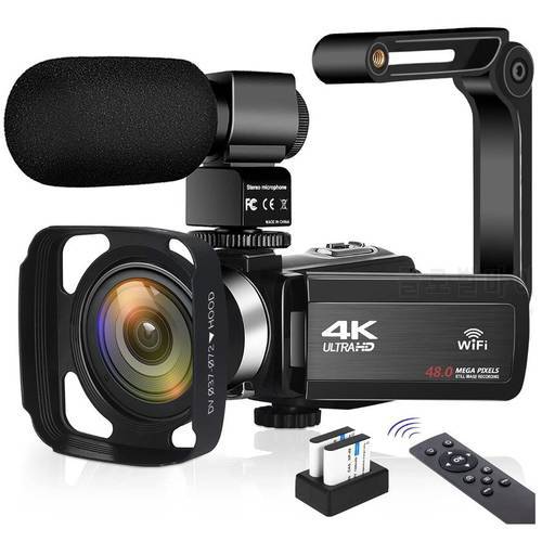 4K Camcorder Suitable for 48MP High-definition Digital Camera Video Recorder, with Microphone Touch Screen