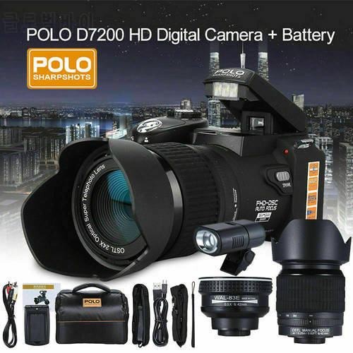 D7200 D7100 Polo 33MP Digital Camera DSLR 0.5X Wide Angle Lens 24X Telephoto Lens + LED Light Digital Camera EU US Plug