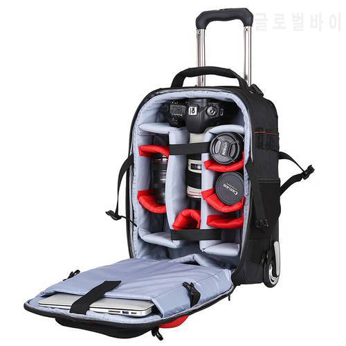 Professional DSLR Camera Trolley Suitcase Bag Video Photo Photography Luggage Travel Trolley Backpack With Wheels