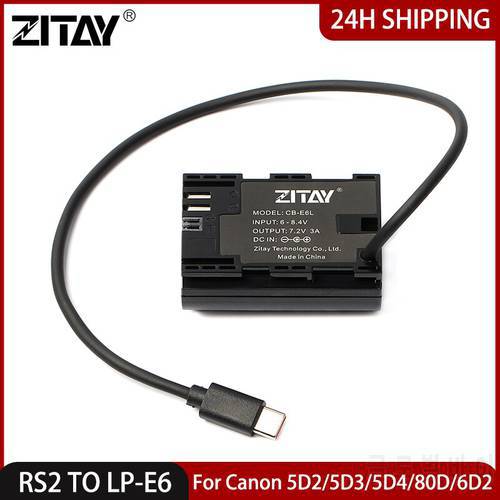ZITAY DJI Ronin RS2 to LP-E6 Camera Dummy Battery for Canon 5D2 5D3 5D4 80D 6D2 R5 bmpcc 4K DR10 Camera Battery