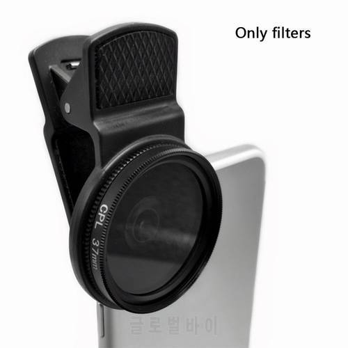 Universal 37MM Circular Camera Black Accessories CPL Filter With Clip Portable Polarizer Wide Angle Len for iphone Huawei Xiaomi
