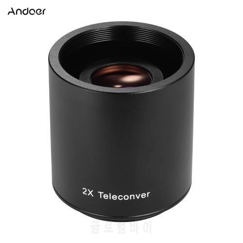 Andoer 2X Teleconverter Lens Manual Focus Converter Lens for 650-1300mm 500mm 420-800mm Camera T-mount Lenses