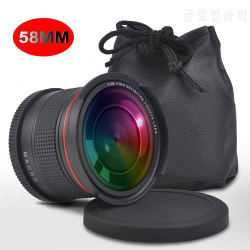 58MM 0.35x Fisheye Canon Wide Angle Lens (w/Macro Portion) for Canon EOS Rebel 70D 77D 80D 90D T8i T7 T7i T6i T6s T6 T5i T5 T4i