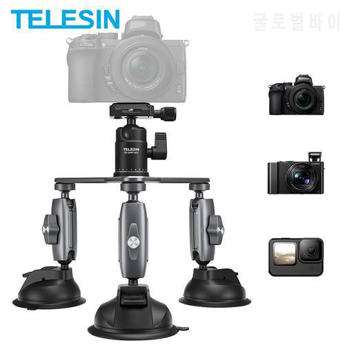 TELESIN Car Tripod Suction Cup Holder Mount With 360 Detachable Ball Head For GoPro 10 9 8 7 6 Insta360 DJI Osmo Action 2 DSLR