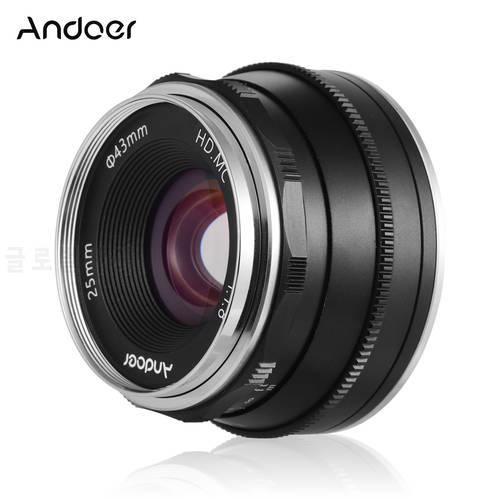 Andoer 25mm F1.8 Manual Focus Lens Large Aperture for Fujifilm Fuji X-A1/X-A10/X-T1/X-T10 FX-Mount Mirrorless Camera