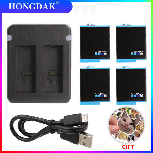 HONGDAK Portable Dual Port Slot Battery Charger for Go Pro Hero 9 8 7 6 5 Black Cam with USB Cable Action Camera Charger Battery