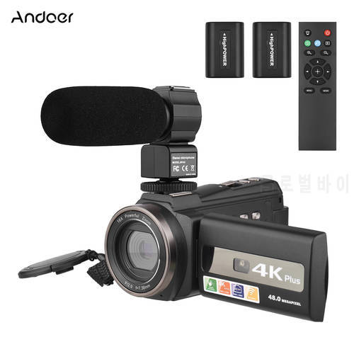 Andoer 4K/60FPS 48MP WiFi Digital Video Camera Set with 16X Zoom 3 Inch Touchscreen IR Infrared Cold Shoe Mount