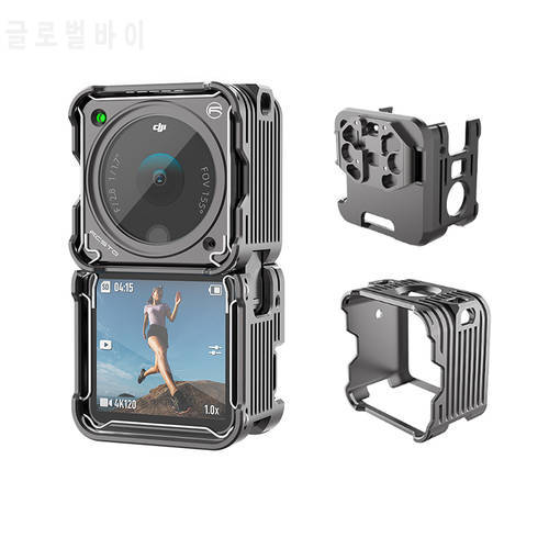 Osmo Action 2 Metal Cage Magnetic Frame w 1/4 Screw Cold Shoe Protective Case Housing for DJI Action 2 action Camera Accessories
