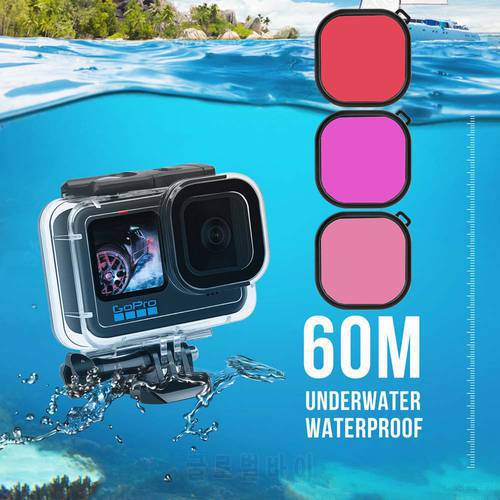 60M Waterproof Case for GoPro Hero 10 Black Protective Diving shockproof Underwater Housing Shell Cover Color Filter go pro 10