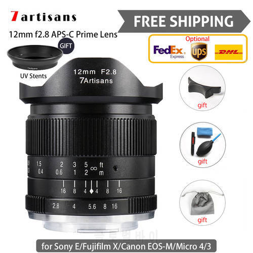 7artisans 12mm f2.8 APS-C Mirrorless Camera Lens Wide Angle Manual Focus for Canon Sony E Fujifilm X Micro 4/3 Free Shipping