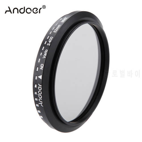 Andoer 52mm ND Filter Fader Neutral Density Adjustable ND2 to ND400 Variable Filter for Canon Nikon DSLR Camera
