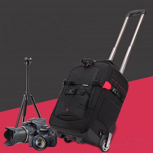 Trolley camera bag Waterproof Professional DSLR Camera Suitcase Bag Video Photo Digital Camera Trolley Backpack On Wheels