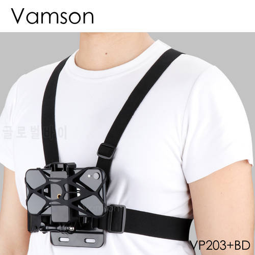 Vamson Chest Strap Belt Body Harness Phone Clip Mount for iPhone 13 12 Xiaomi Samsung Huawei for Insta360 for Gopro Hero 10 9 8