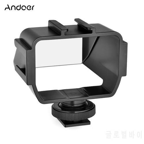 Andoer Universal Camera Selfie Vlog Flip Up Mirror Screen with 3 Cold Shoe Mounts for Sony Nikon Z6/Z7 Mirroless Cameras