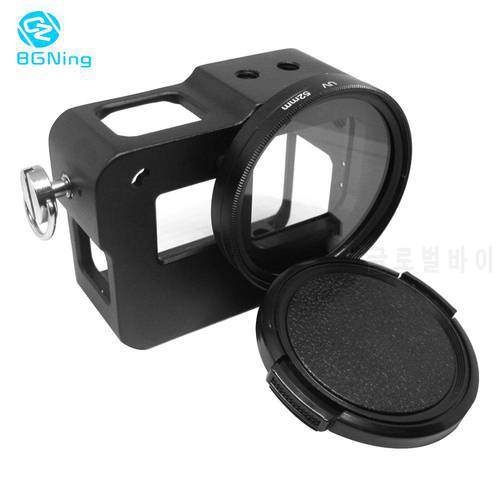 BGNing CNC Aluminum Alloy Protective Case Cage for GoPro Hero 7 6 5 Black with 52mm UV Lens Cage for Go Pro Hero 7 6 Accessories