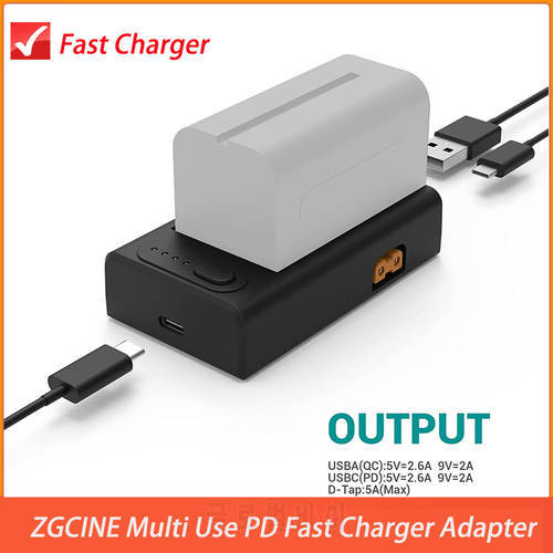 ZGCINE Multi Use PD Fast Charger Adapter for Sony NP-F Battery DSLR Camera
