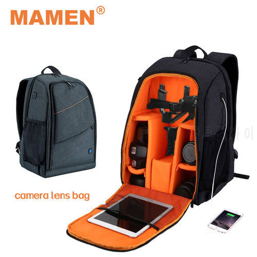 MAMEN Outdoor Portable Camera Lens Bag Waterproof Photography Backpack 43*30*19.5cm For Canon Sony Nikon DSLR Tripod Laptop Bag