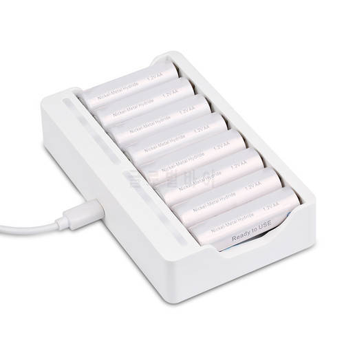 Rechargeable Battery Charger USB Output 8 Slots Fast Charging Short Circuit Protection suitable for AAA/AA Battery Tools
