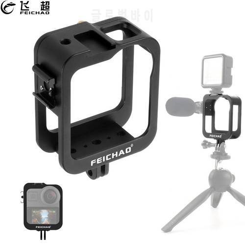 Upgrade Protective Cage Housing for Gopro Max Quick Release Metal Frame Shell Case Cold Shoe 1/4 Mount 360 Panoramic Accessories