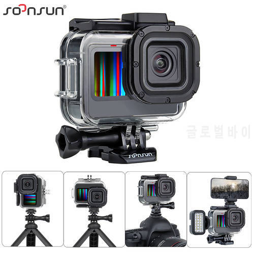 SOONSUN Waterproof Case for GoPro Hero11 10 9 Black Diving Underwater Shell Cover Protective Housing with Cold Shoe for Go Pro