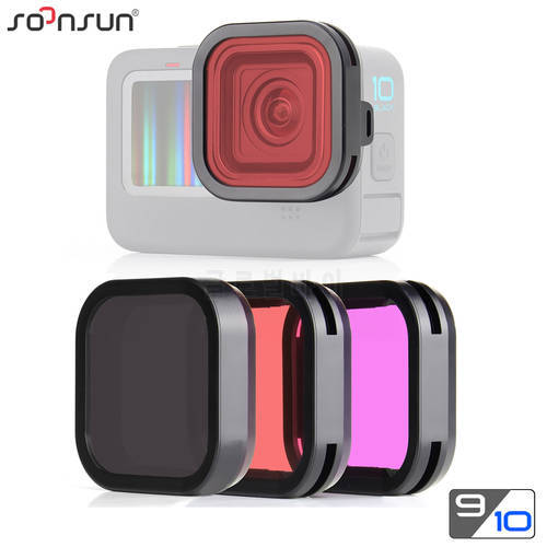 SOONSUN ND Filter for GoPro Hero 9 10 11 Black ND16 Diving Color Filter for Go Pro 11 Magenta Red Filter Camera Lens Accessories