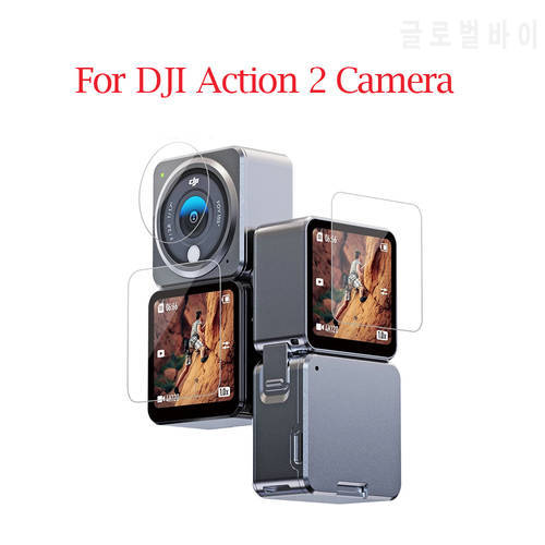 TEELSIN 3 in 1 Tempered Glass Screen Lens HD Front Touchscreen Protector Film 9H 2.5D Full Cover for DJI Action 2 Camera