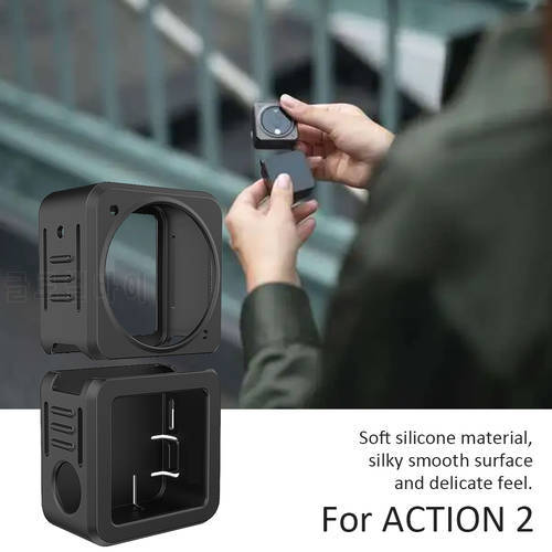 Dual-screen Version / Power Version Silicone Case for DJI Action 2 Camera Protecticve Cover Protection Frame Housing Cage