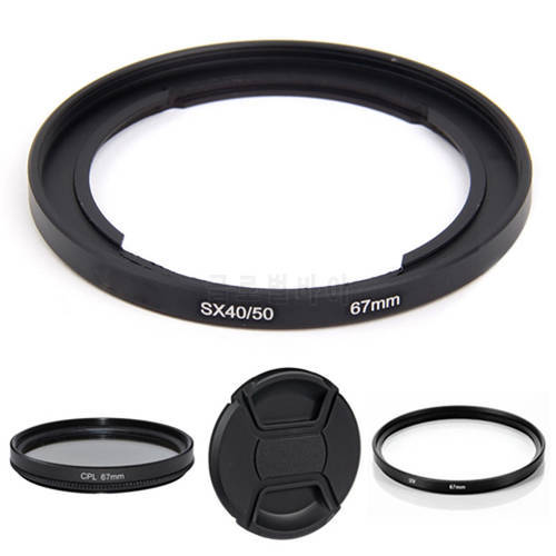 Metal 67mm Lens Adapter Ring Filter UV CPL CAP For Canon PowerShot SX40 HS SX50 SX60 SX70