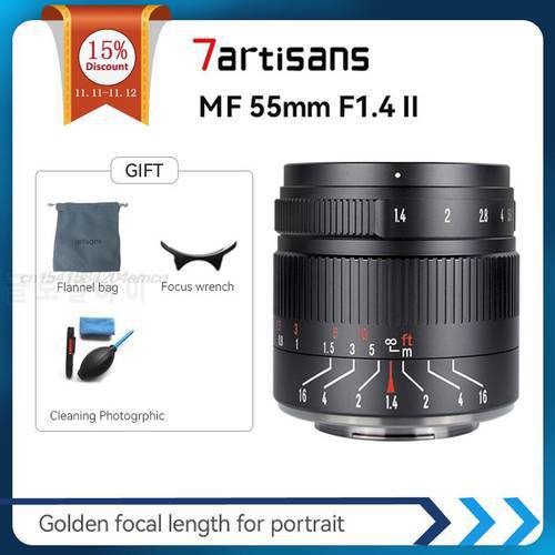 7artisans 55mm F1.4II Large Aperture Prime Lens For Sony E Mount A6600 A6000 Canon EOS-M Fuji XF Macro 4/3 mount/Nikon Z ZFC Z9