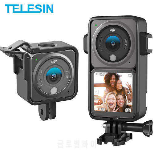 TELESIN Frame Cage With Cold Shoe Action Camera Universal Interface Protection Mount Anti-Dust Cover Case For DJI Action 2