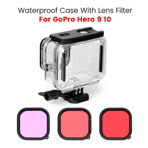 Waterproof Case Underwater Tempered Glass Diving Housing Cover Lens Filter for GoPro Hero 9 10 Black Accessories