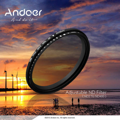 Andoer 49mm ND Fader Neutral Density Adjustable ND2 to ND400 Variable Filter for Canon Nikon DSLR Camera