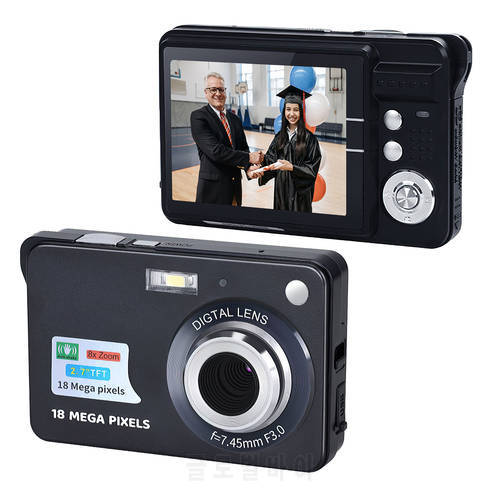 Portable Digital Camera 1080P Video Camcorder 48MP Photo 8X Zoom Anti-shake 2.7 Inch Large TFT Screen USB Charge with Carry Bag