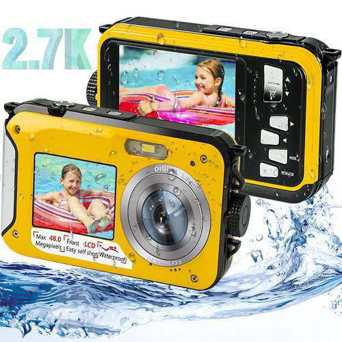 Waterproof Anti-Shake Digital Camera 1080P Full HD 2.4MP Dual Screen Selfie Video Recorder For Swimming Underwater DV Recording