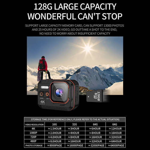 Waterproof Action Camera 20MP 170 Degrees Wide-Angle 4k Sports Camera 20MP Ultra HD 170 Degrees Wide-Angle 1080p Live Streaming