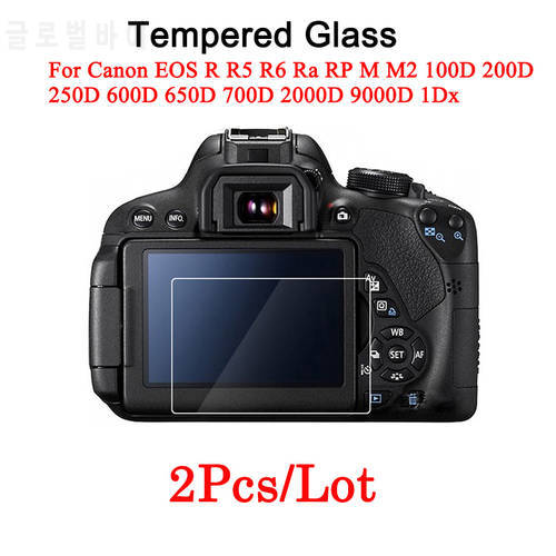 2Pcs Tempered Glass For Canon EOS R R5 R6 Ra RP M M2 100D 200D 250D 600D 650D 700D 2000D 9000D 1Dx Glass Screen Protector Film