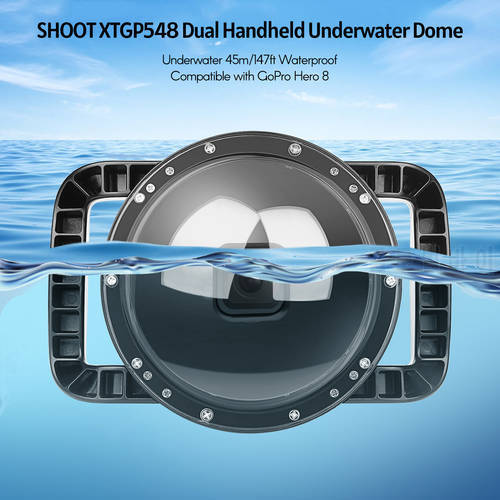SHOOT Underwater Dome Dual Handheld Tray Dome Port Housing Case Waterproof Diving Protect Case for GoPro Hero 5 6 7 8 9 Black 10