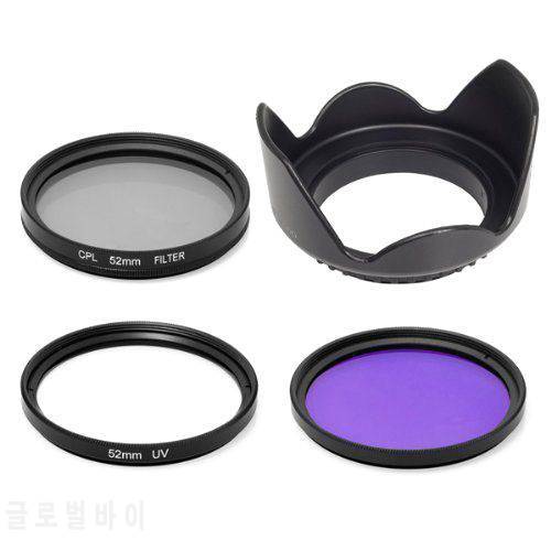 Lens Hood + UV + CPL + FLD Filter for Nikon Panasonic Lumix D7100 D7000 D5200 D5100 D3200 D3100 D3000 D90 Or for Canon 70D 60D 7