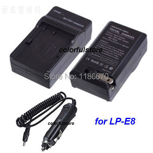 LP-E8 LPE8 Battery Charger AC Power Adapter Plug for Canon EOS 550D 600D 650D 700D Rebel T2i T3i T4i T5i DSLR Camera+Car Charger