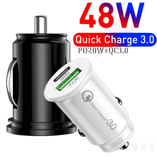 Car Charger PD 48W Fast Charging Quick Charge 4.0 QC3.0 USB Type C Charger For iPhone 14 pro 12 11 Xiaomi Samsung MacBook Laptop
