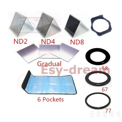 58/67/77mm Landscape Full + Gradient Graduated Neutral Density ND2 ND4 ND8 Square Rectangle Filters for Cokin P Series