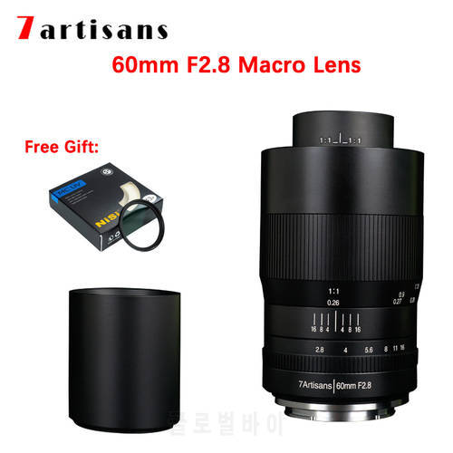 7artisans 60mm F2.8 1:1 Magnification Macro Manual Focus Lens for Canon Eos-M/RF/Sony E/Fuji/M43/Nikon Z Mount Camera
